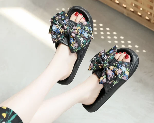 Soft Sole Eva Bow Tie Non-Slip Thick Beach Style Slippers - Image 2