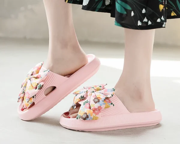 Soft Sole Eva Bow Tie Non-Slip Thick Beach Style Slippers - Image 6