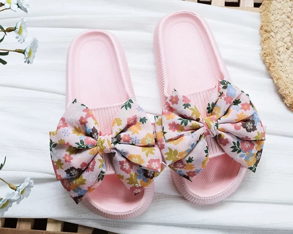 Soft Sole Eva Bow Tie Non-Slip Thick Beach Style Slippers - Image 7