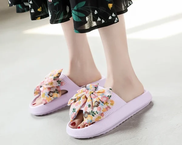 Soft Sole Eva Bow Tie Non-Slip Thick Beach Style Slippers - Image 4
