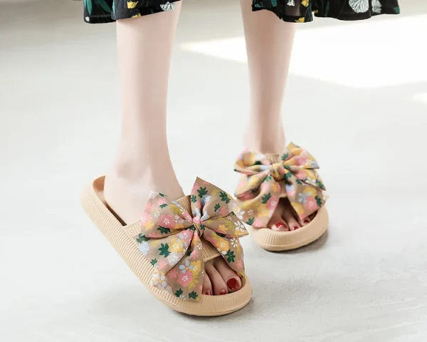 Soft Sole Eva Bow Tie Non-Slip Thick Beach Style Slippers - Image 9