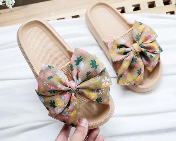 Soft Sole Eva Bow Tie Non-Slip Thick Beach Style Slippers - Image 10