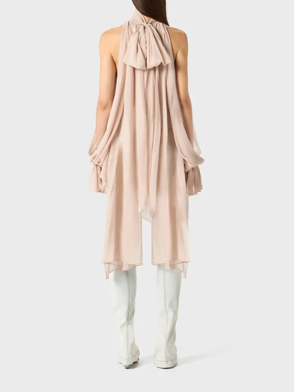 Solid Irregular High Neck Drop Sleeves Spliced Flods Temperament Shirt - Image 6