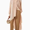Casual Solid Spliced Folds Neck Long Sleeve Irregular Loose Blouses Shirts - Image 5