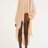 Casual Solid Spliced Folds Neck Long Sleeve Irregular Loose Blouses Shirts - Image 6