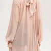 Casual Solid Spliced Folds Neck Long Sleeve Irregular Loose Blouses Shirts - Image 7