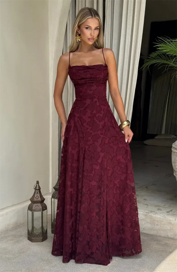 Spaghetti Strap Backless Off-shoulder Sleeveless Lace-up Evening Club Party Dress