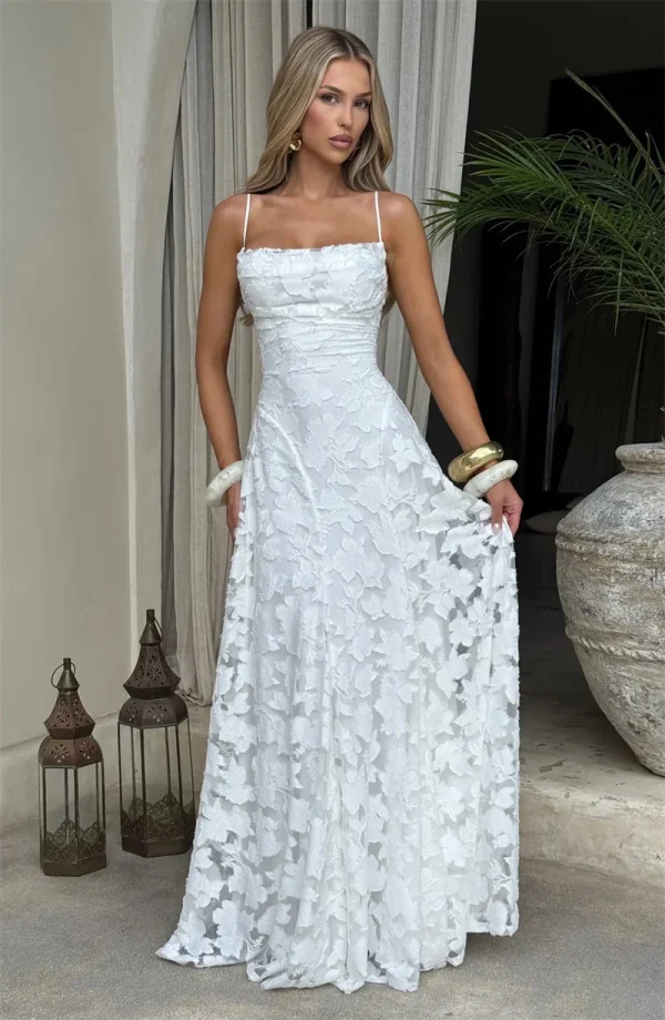 Spaghetti Strap Backless Off-shoulder Sleeveless Lace-up Evening Club Party Dress - Image 11