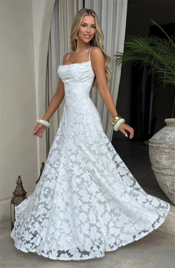 Spaghetti Strap Backless Off-shoulder Sleeveless Lace-up Evening Club Party Dress - Image 12
