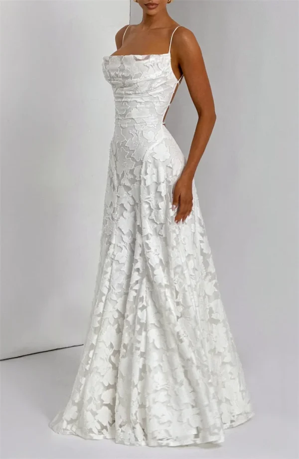 Spaghetti Strap Backless Off-shoulder Sleeveless Lace-up Evening Club Party Dress - Image 16