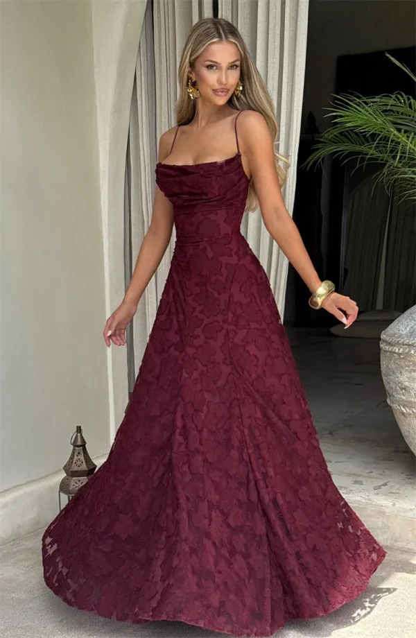Spaghetti Strap Backless Off-shoulder Sleeveless Lace-up Evening Club Party Dress - Image 2