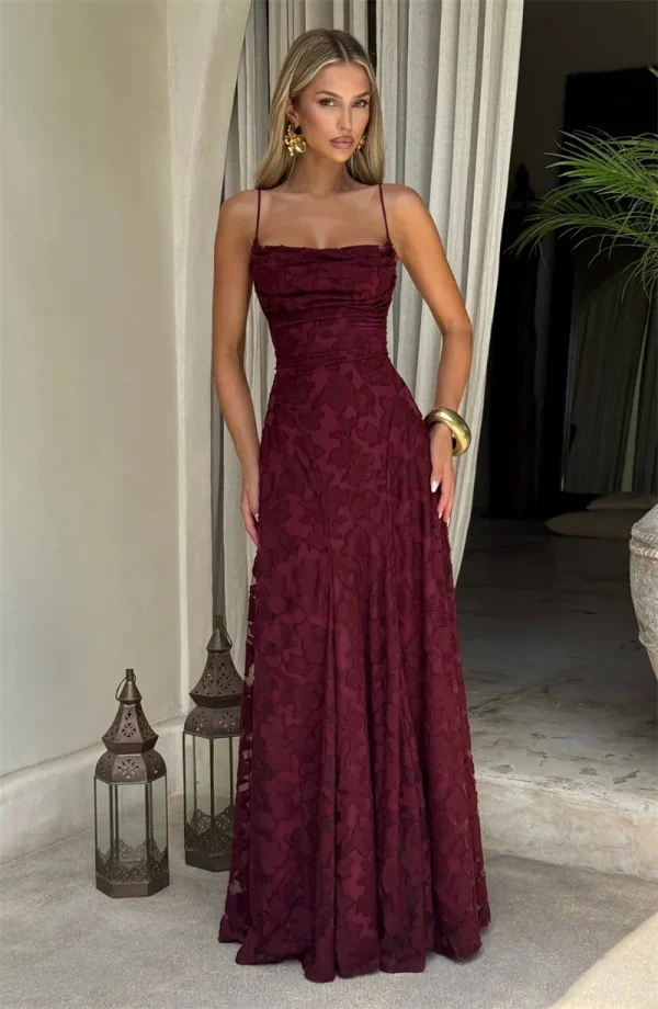 Spaghetti Strap Backless Off-shoulder Sleeveless Lace-up Evening Club Party Dress - Image 3