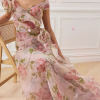 Spliced Appliques Slimming Slash Neck Short Sleeve High Waist Temperament Dresses - Image 5