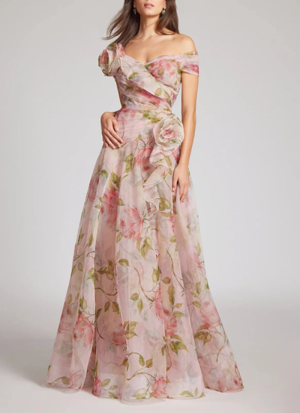 Spliced Appliques Slimming Slash Neck Short Sleeve High Waist Temperament Dresses