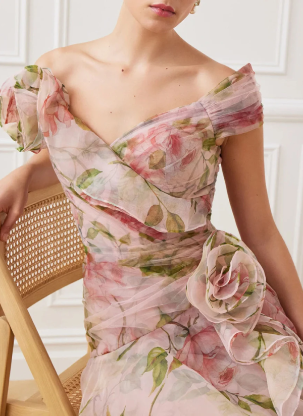 Spliced Appliques Slimming Slash Neck Short Sleeve High Waist Temperament Dresses - Image 3