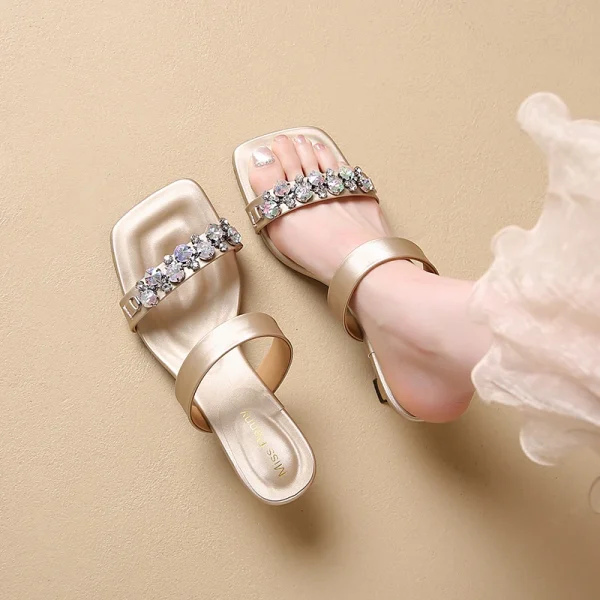 Luxury Crystal Square Toe High Evening Party Heels Sandals - Image 18