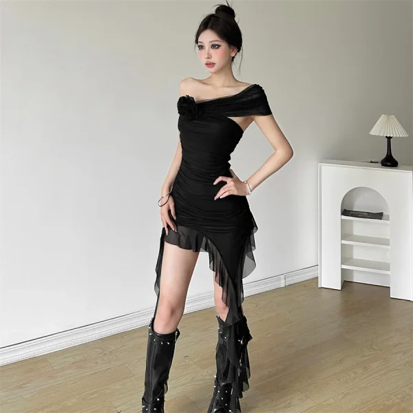 Sweet Chest Wrapping Strapless Sheath Tassel Tight Mini Dress - Image 8
