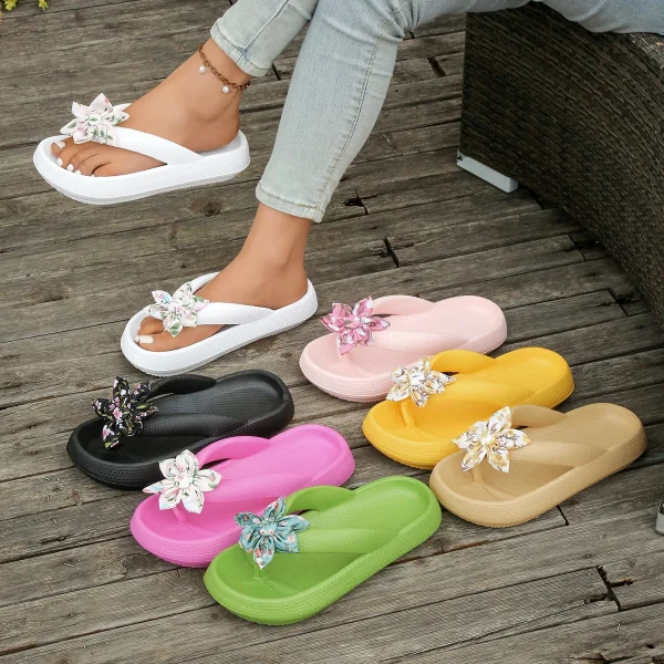 Sweet Comfort Soft Petal Flower Pattern Flip-Flop Beach Style Daily Walking Slippers - Image 14