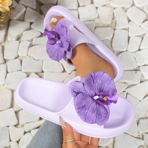 Sweet Flower Versatile Comfort Soft Flat Thick Sole Beach Style Slippers - Image 14