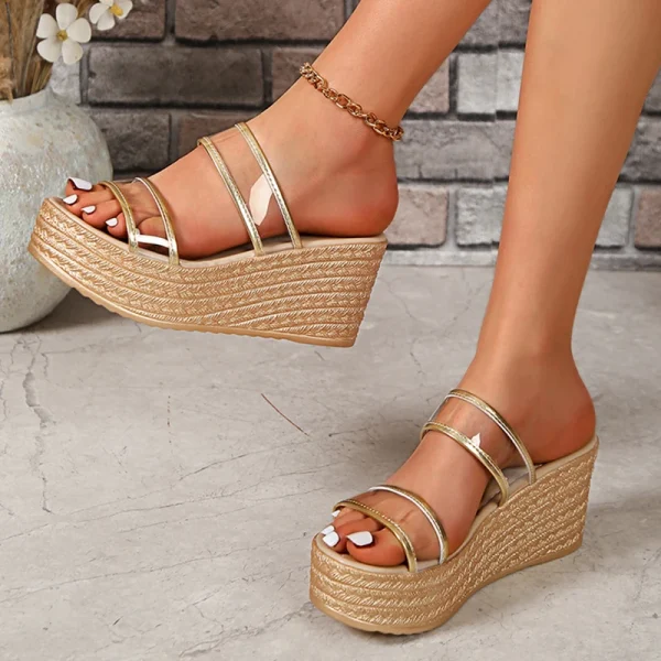 Transparent PVC Thick Platform Chunky Wedges High Heels Sandals - Image 11