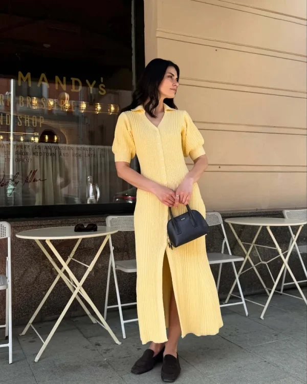 Trendix Slit Short Sleeve Patchwork High Waist Maxi Street Casual Dress - Image 2