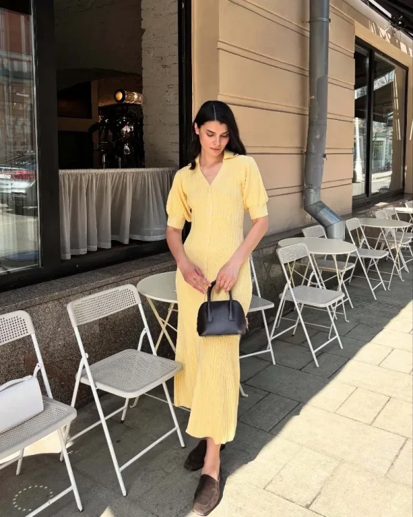 Trendix Slit Short Sleeve Patchwork High Waist Maxi Street Casual Dress