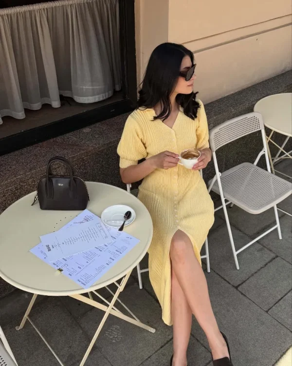 Trendix Slit Short Sleeve Patchwork High Waist Maxi Street Casual Dress - Image 4