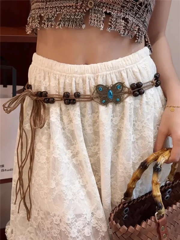 Trendy Butterfly Tassel Waist Chain Bohemian Vintage Flower Jean Skirt Dress Belt - Image 5