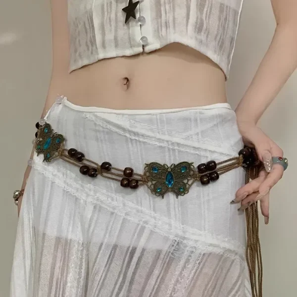 Trendy Butterfly Tassel Waist Chain Bohemian Vintage Flower Jean Skirt Dress Belt - Image 6