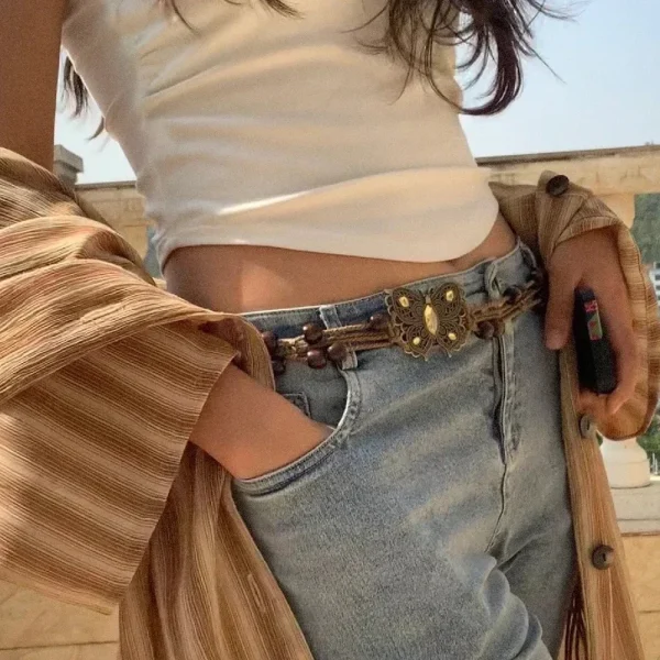 Trendy Butterfly Tassel Waist Chain Bohemian Vintage Flower Jean Skirt Dress Belt - Image 7