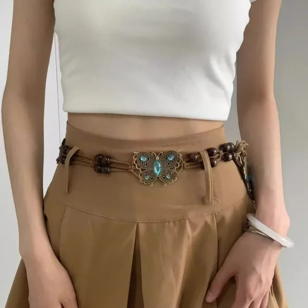 Trendy Butterfly Tassel Waist Chain Bohemian Vintage Flower Jean Skirt Dress Belt - Image 3