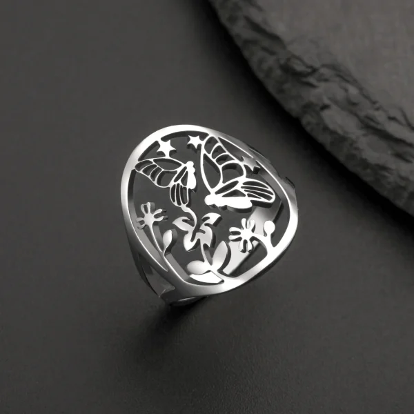 Trendy Metal Stainless Steel Butterfly Animal Flower Daily Wear Ring - Image 3