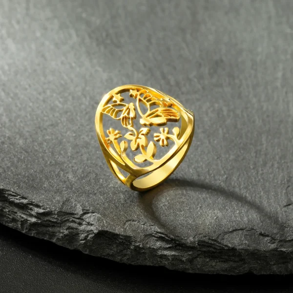 Trendy Metal Stainless Steel Butterfly Animal Flower Daily Wear Ring - Image 7