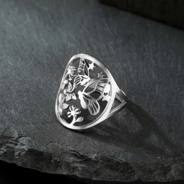 Trendy Metal Stainless Steel Butterfly Animal Flower Daily Wear Ring - Image 5