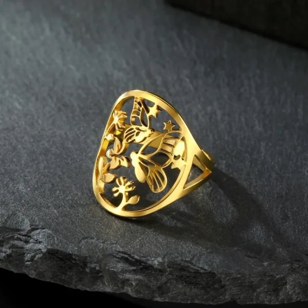 Trendy Metal Stainless Steel Butterfly Animal Flower Daily Wear Ring - Image 4