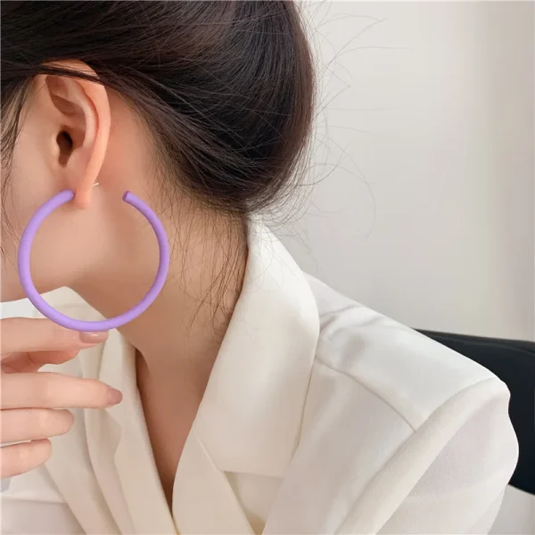Trendy Zinc Alloy Geometric Resin Acrylic Big Round Hoop Earrings - Image 4