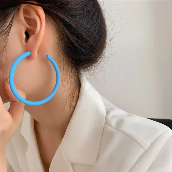Trendy Zinc Alloy Geometric Resin Acrylic Big Round Hoop Earrings - Image 5