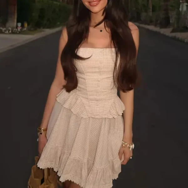 Two Piece Set Strapless Sleeveless Top High Waist Skirts Sets - Image 2