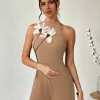 Unique Design Decorative Patchwork Flowers One-piece Jumpsuit - Image 7