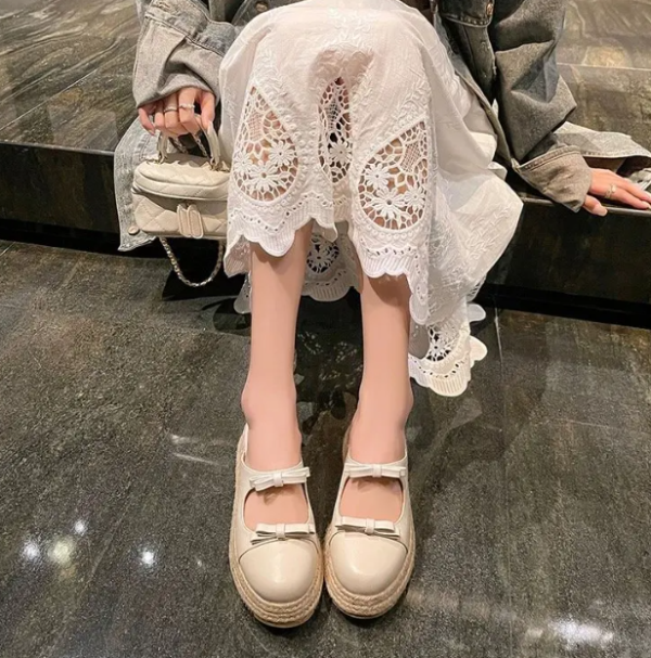 Versatile Decorative Straw Thick-Soled Mules Wedge Heels Sandals - Image 7