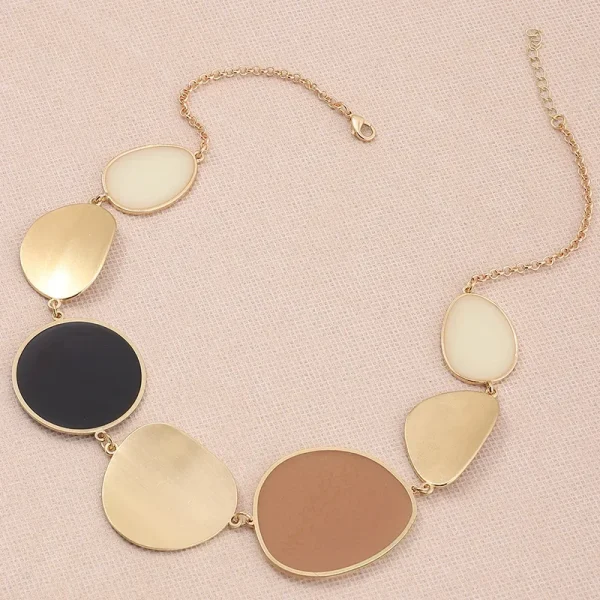 Vintage Big Round Wafer Dangle Statement Boho Metal Disc Pendant Choker Necklace - Image 7