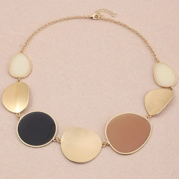 Vintage Big Round Wafer Dangle Statement Boho Metal Disc Pendant Choker Necklace - Image 3