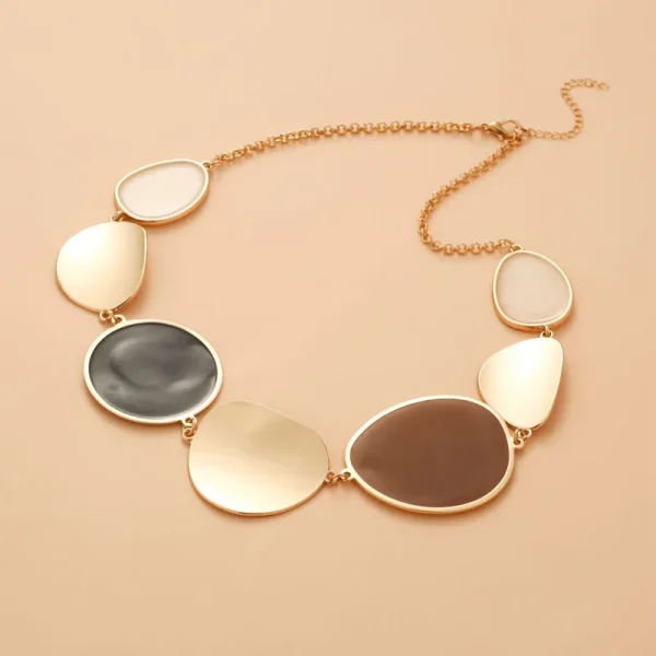 Vintage Big Round Wafer Dangle Statement Boho Metal Disc Pendant Choker Necklace - Image 4