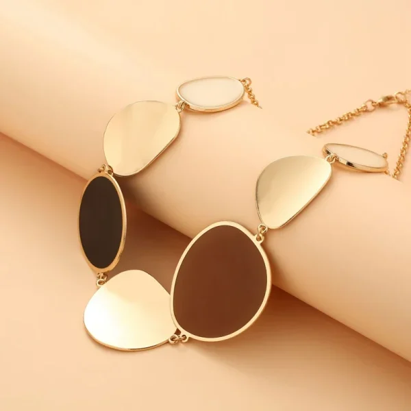Vintage Big Round Wafer Dangle Statement Boho Metal Disc Pendant Choker Necklace - Image 6