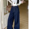 Vintage Casual Plaid Patchwork Denim Street Retro High Waist Sweet Bow Print Pants - Image 2