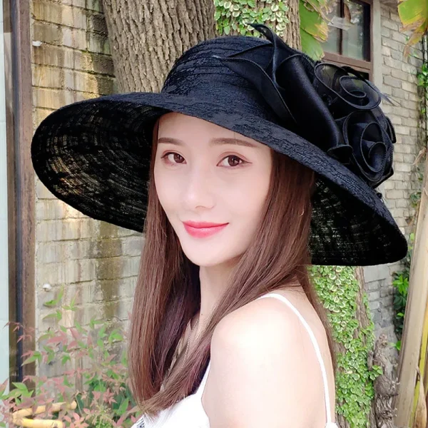 Vintage Fascinating Kentucky Flower Large Wide Brim Big Fedora Hat
