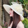 Vintage Fascinating Kentucky Flower Large Wide Brim Big Fedora Hat - Image 2