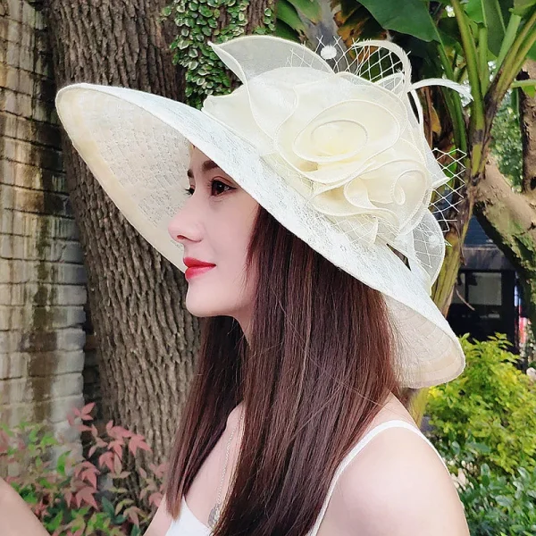 Vintage Fascinating Kentucky Flower Large Wide Brim Big Fedora Hat - Image 2