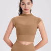 Vintage Fashion Sporty Top Round Neck Cap Sleeves Outdoor In Solid T-Shirt - Image 7