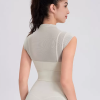 Vintage Fashion Sporty Top Round Neck Cap Sleeves Outdoor In Solid T-Shirt - Image 2